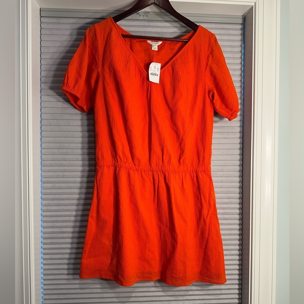 NWT J. Crew Factory 100% cotton orange crepe dress J-7